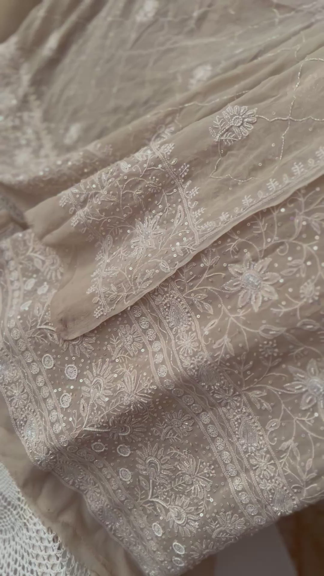 Suhaan Chikankari pearl sequins cut Dana work kurta and dupatta